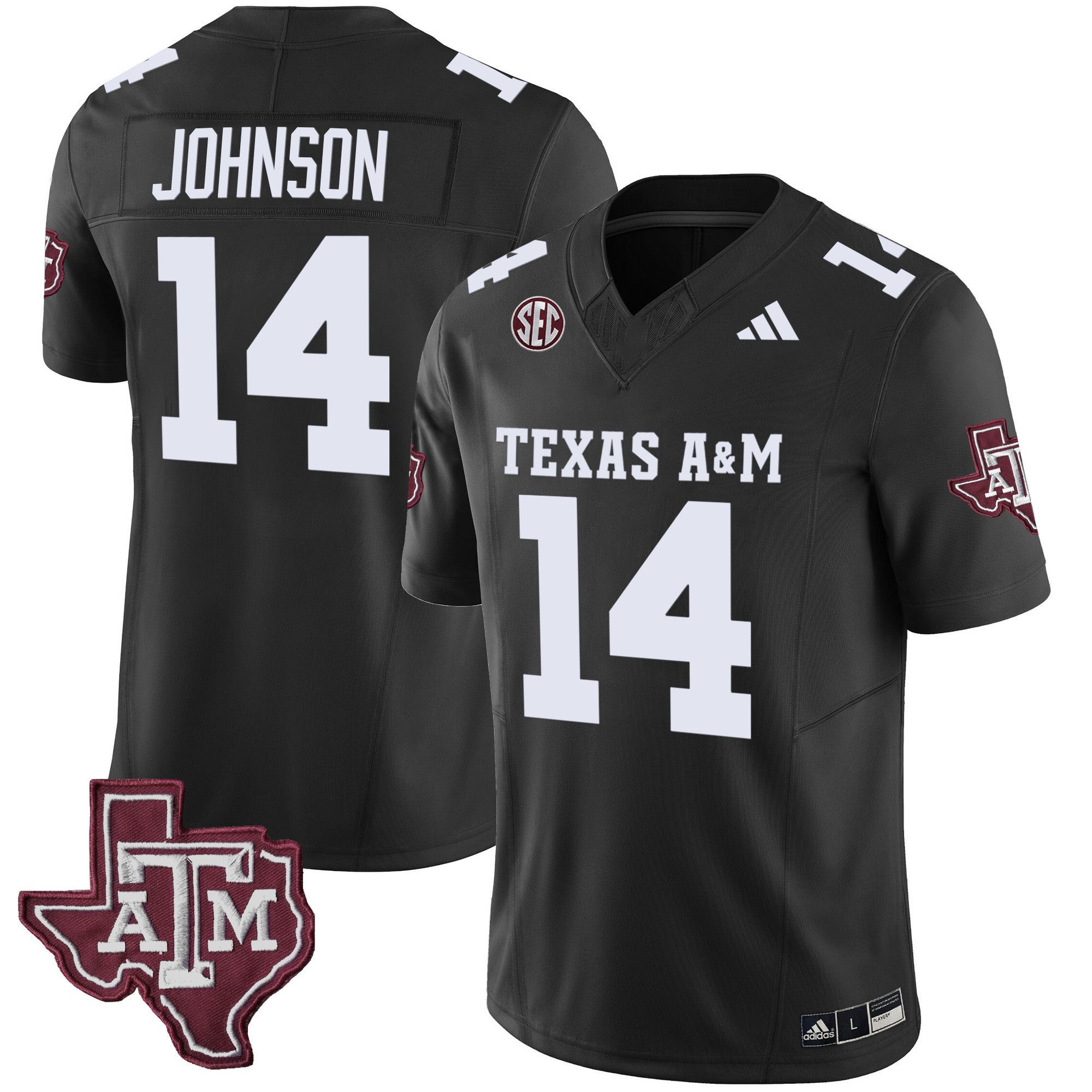 Men Texas A&M Aggies #14 Johnson Black 2024 Vapor Limited NCAA Jersey style 1